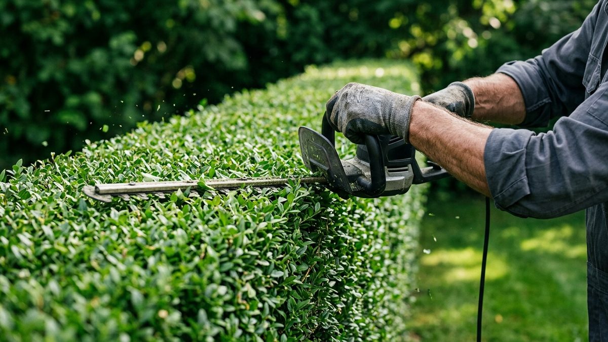 Gartenpflege: Heckenschnitt mit der Heckenschere